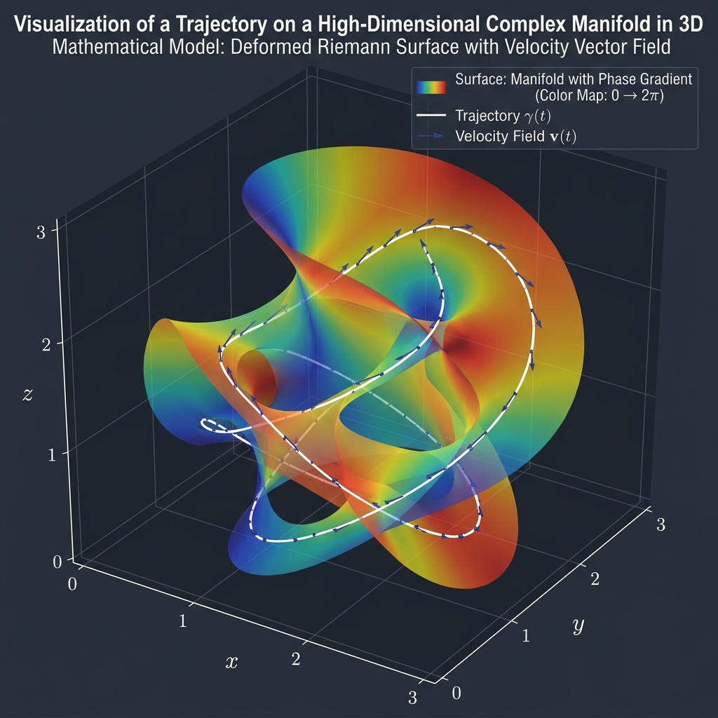 A trajectory traced over a geometric manifold
